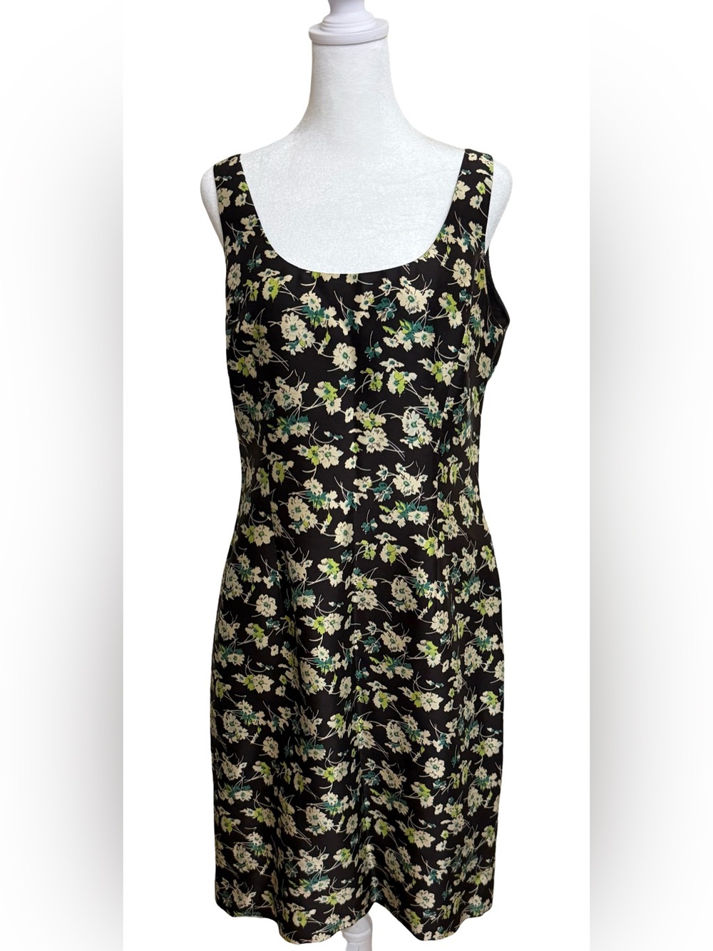 Ann Taylor (Vintage) Scoop Neck Floral Silk Sheath Dress - Size 10 - RARE!
